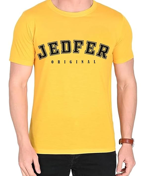 JEDFER Pure Cotton Half Sleeve, Original Printed Design, Round Neck T-Shirts for Men's