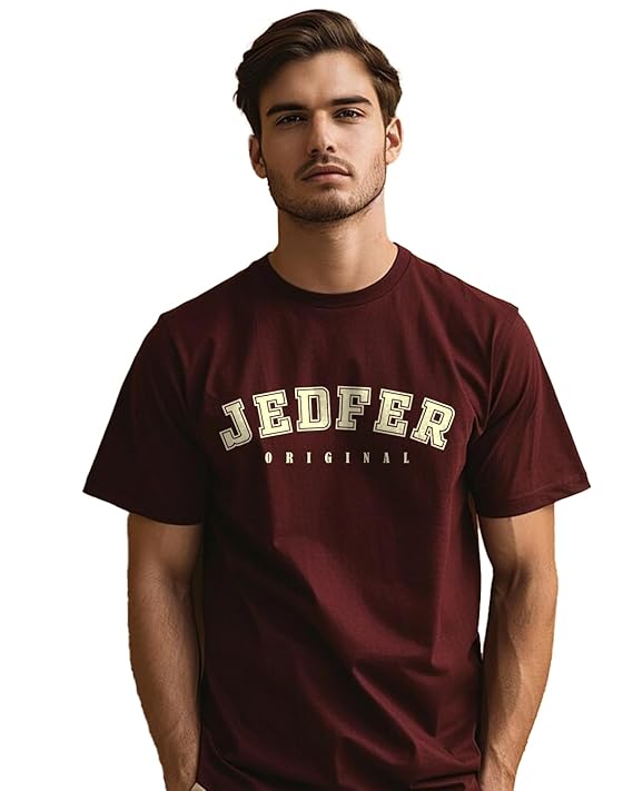 JEDFER Pure Cotton Half Sleeve, Original Printed Design, Round Neck T-Shirts for Men's