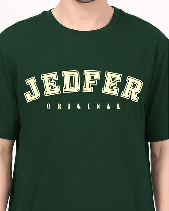 JEDFER Pure Cotton Half Sleeve, Original Printed Design, Round Neck T-Shirts for Men's