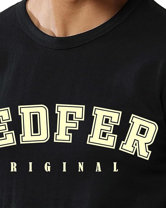 JEDFER Pure Cotton Half Sleeve, Original Printed Design, Round Neck T-Shirts for Men's