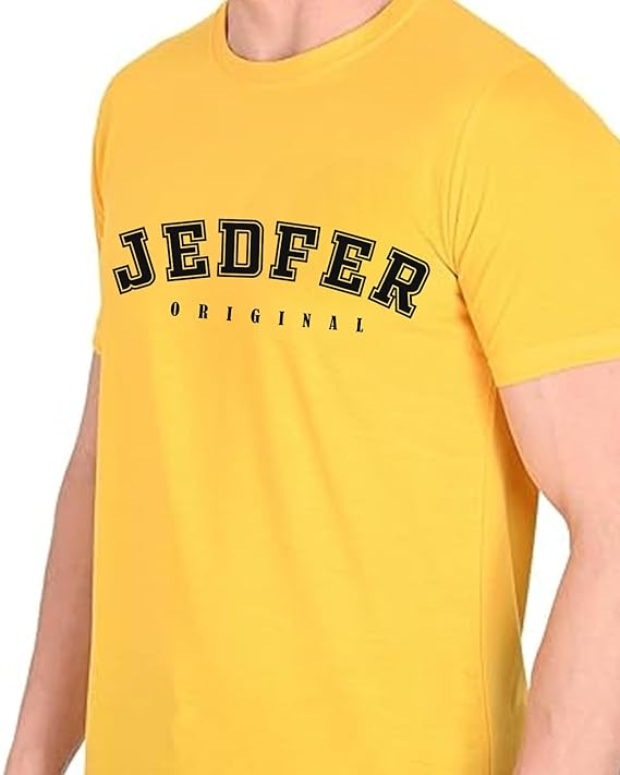 JEDFER Pure Cotton Half Sleeve, Original Printed Design, Round Neck T-Shirts for Men's