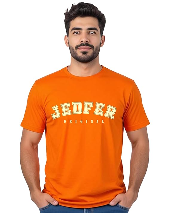 JEDFER Pure Cotton Half Sleeve, Original Printed Design, Round Neck T-Shirts for Men's
