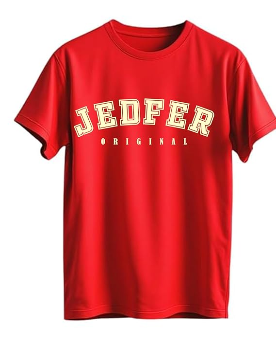 JEDFER Pure Cotton Half Sleeve, Original Printed Design, Round Neck T-Shirts for Men's