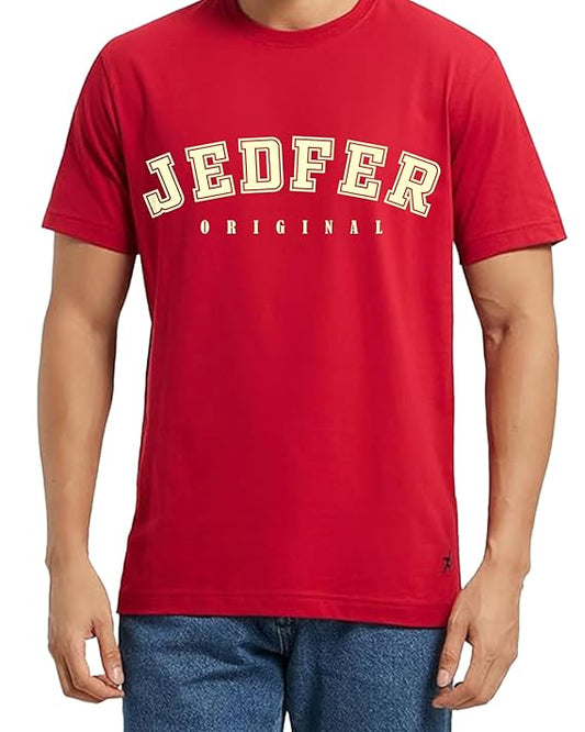 JEDFER Pure Cotton Half Sleeve, Original Printed Design, Round Neck T-Shirts for Men's
