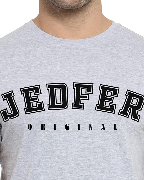 JEDFER Pure Cotton Half Sleeve, Original Printed Design, Round Neck T-Shirts for Men's