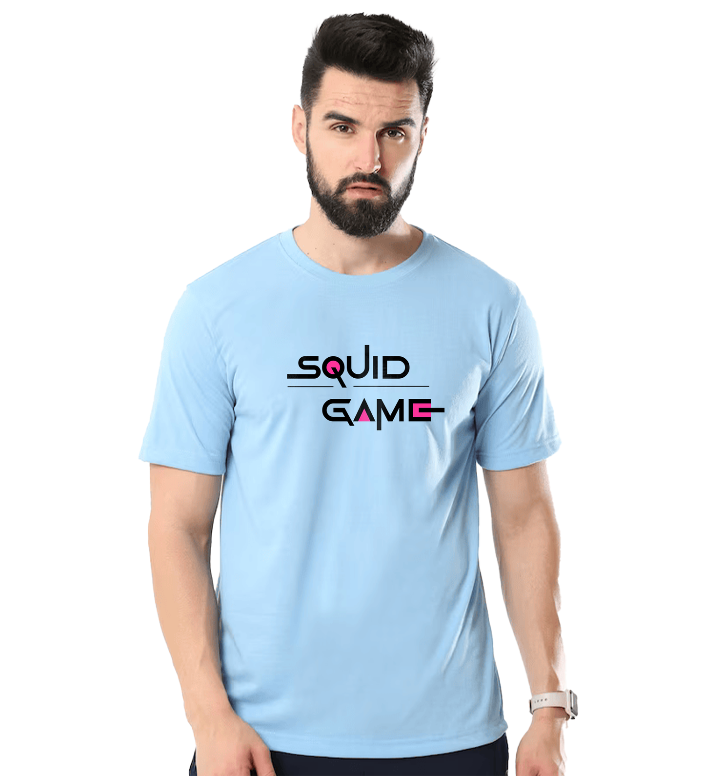 JEDFER Men's 100% Cotton, Half Sleeve, Regular Fit, Round Neck, Squid Game Graphic Printed T-Shirts