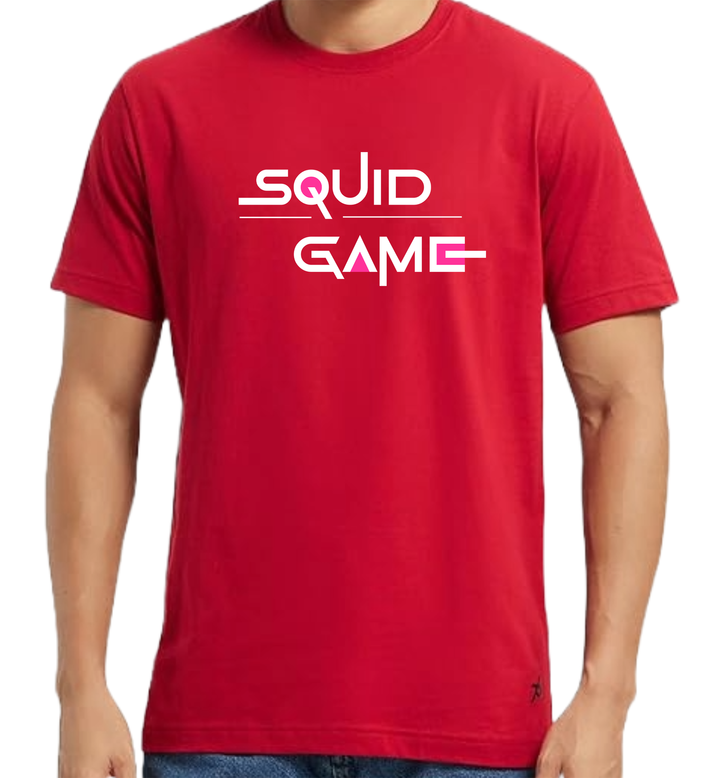 JEDFER Men's 100% Cotton, Half Sleeve, Regular Fit, Round Neck, Squid Game Graphic Printed T-Shirts