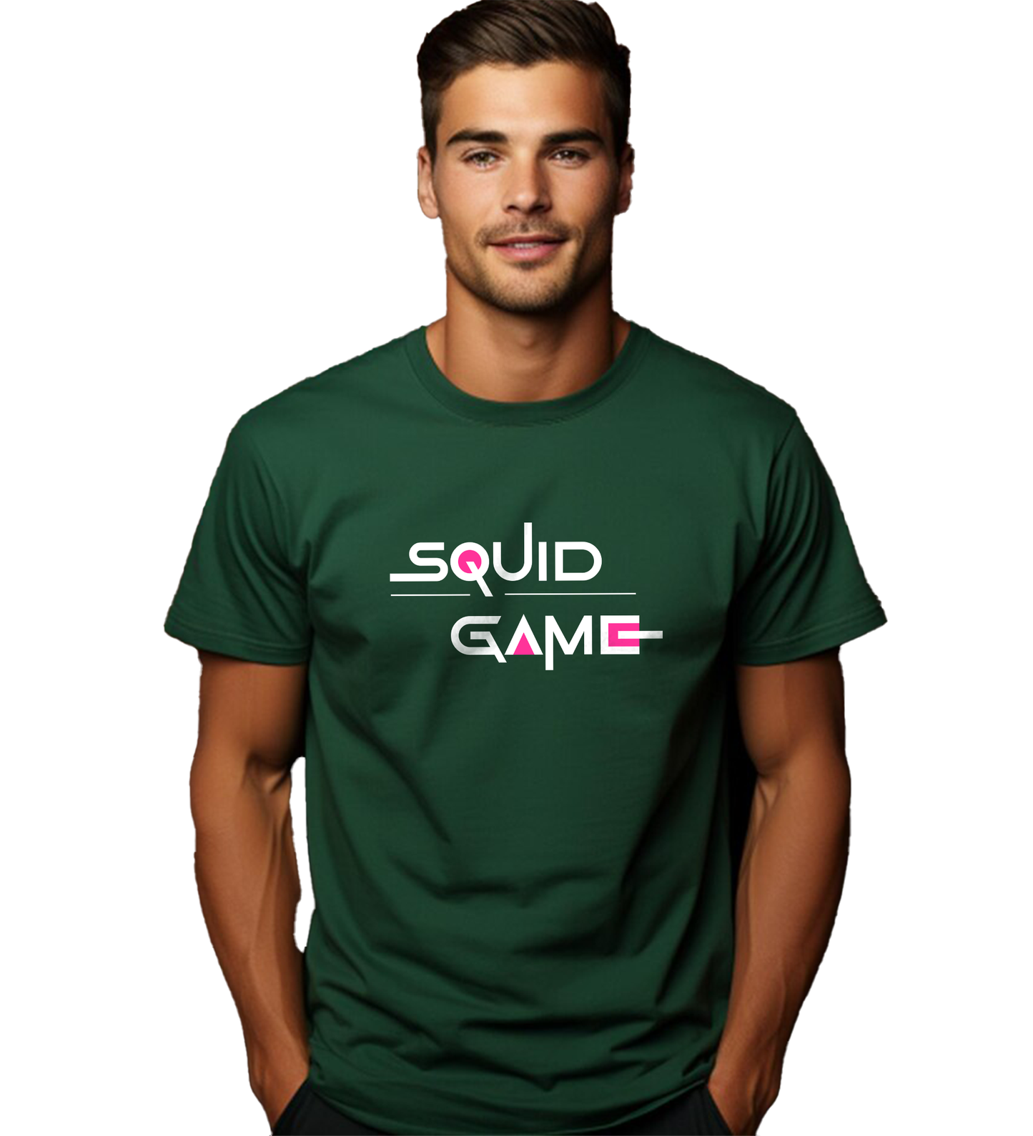JEDFER Men's 100% Cotton, Half Sleeve, Regular Fit, Round Neck, Squid Game Graphic Printed T-Shirts