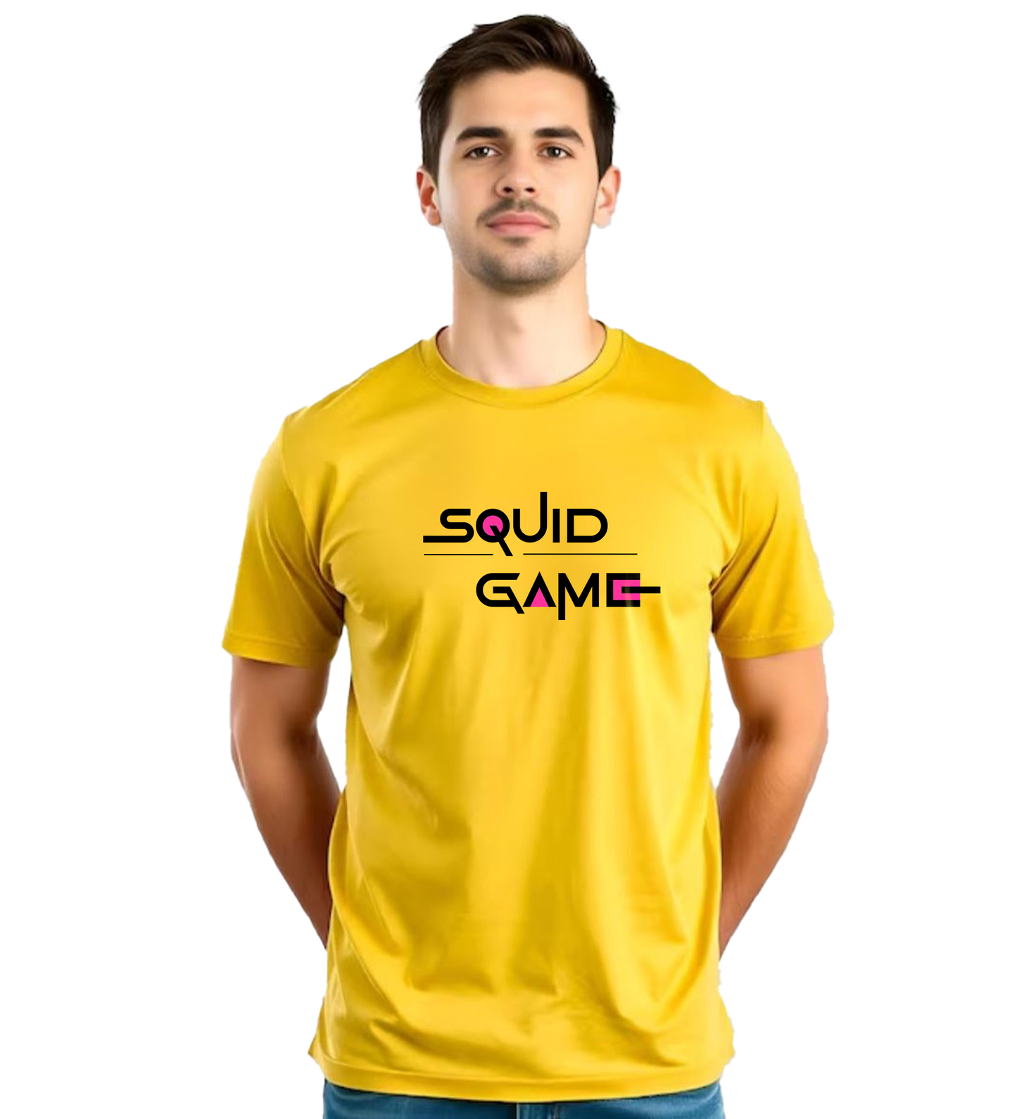 JEDFER Men's 100% Cotton, Half Sleeve, Regular Fit, Round Neck, Squid Game Graphic Printed T-Shirts