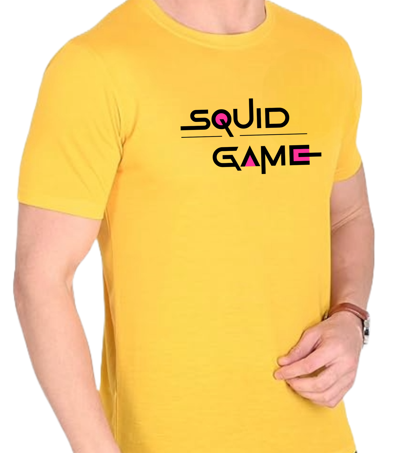 JEDFER Men's 100% Cotton, Half Sleeve, Regular Fit, Round Neck, Squid Game Graphic Printed T-Shirts
