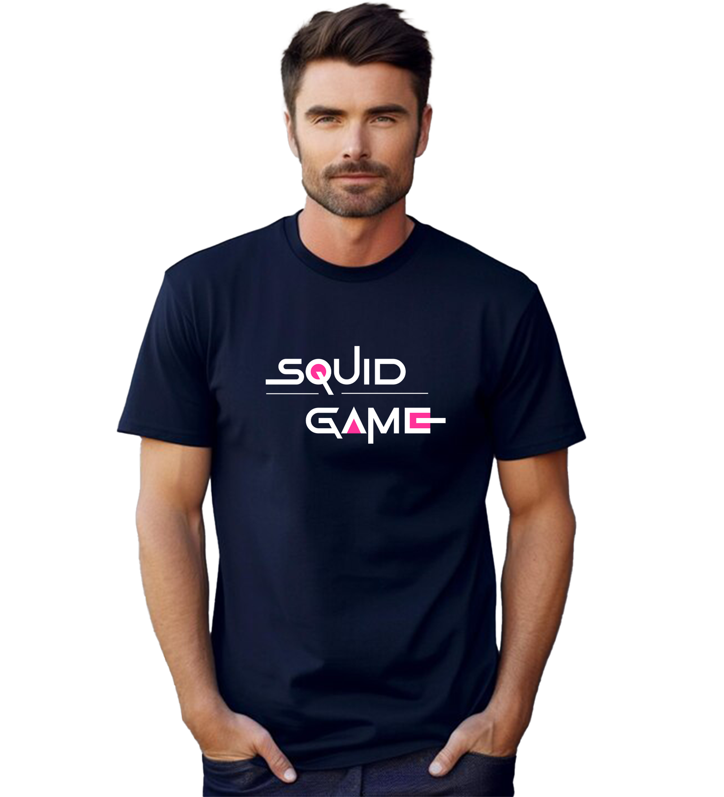 JEDFER Men's 100% Cotton, Half Sleeve, Regular Fit, Round Neck, Squid Game Graphic Printed T-Shirts