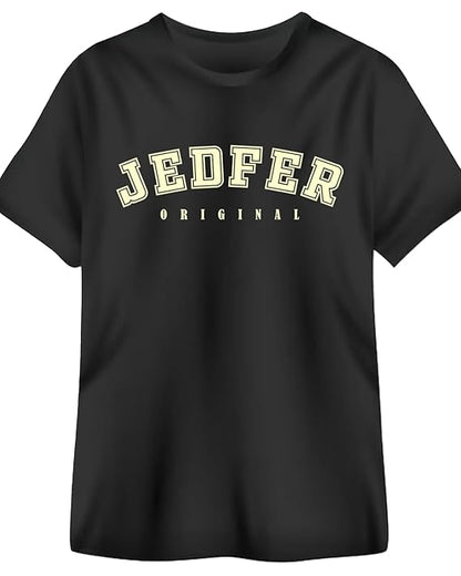 JEDFER Pure Cotton Half Sleeve, Original Printed Design, Round Neck T-Shirts for Men's