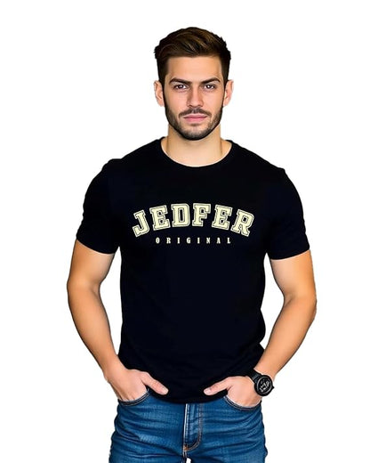 JEDFER Pure Cotton Half Sleeve, Original Printed Design, Round Neck T-Shirts for Men's