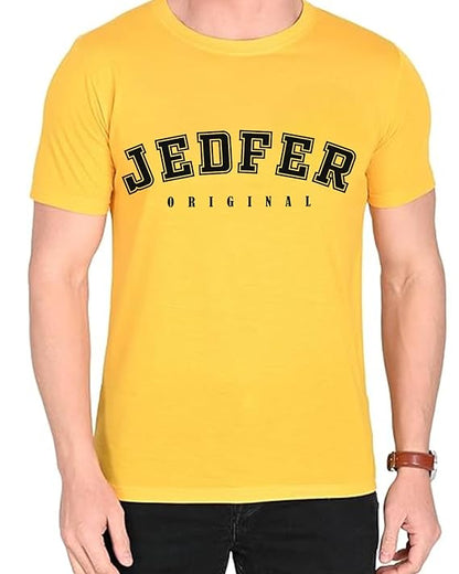 JEDFER Pure Cotton Half Sleeve, Original Printed Design, Round Neck T-Shirts for Men's