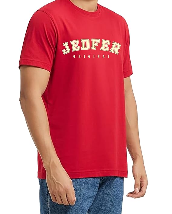 JEDFER Pure Cotton Half Sleeve, Original Printed Design, Round Neck T-Shirts for Men's