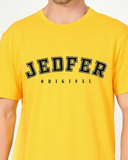 JEDFER Pure Cotton Half Sleeve, Original Printed Design, Round Neck T-Shirts for Men's