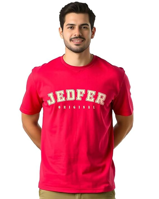 JEDFER Pure Cotton Half Sleeve, Original Printed Design, Round Neck T-Shirts for Men's