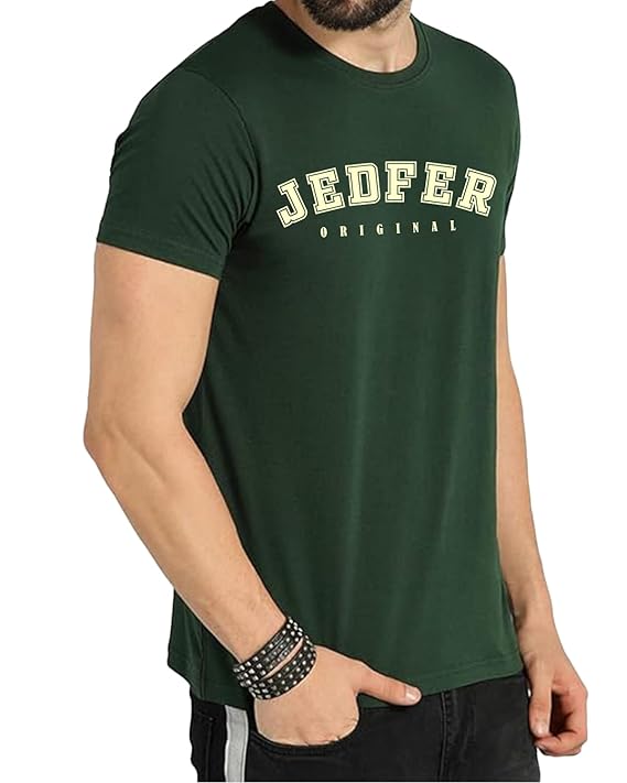 JEDFER Pure Cotton Half Sleeve, Original Printed Design, Round Neck T-Shirts for Men's