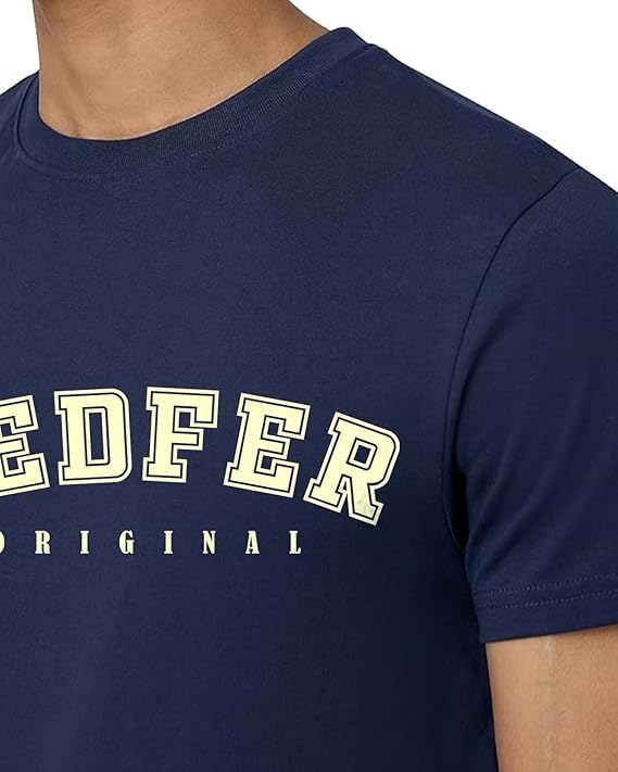 JEDFER Pure Cotton Half Sleeve, Original Printed Design, Round Neck T-Shirts for Men's