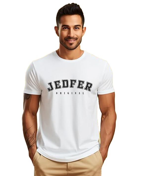 JEDFER Pure Cotton Half Sleeve, Original Printed Design, Round Neck T-Shirts for Men's