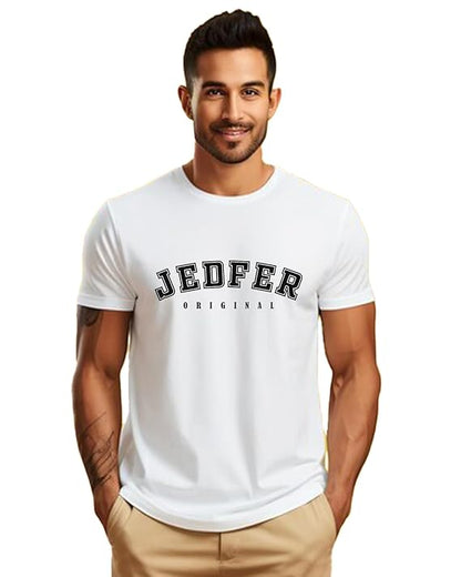 JEDFER Pure Cotton Half Sleeve, Original Printed Design, Round Neck T-Shirts for Men's