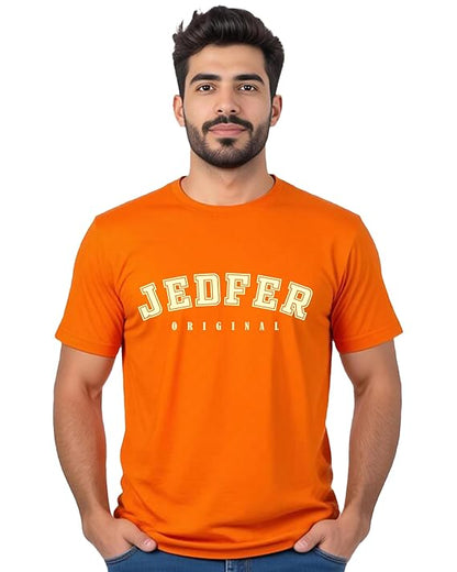 JEDFER Pure Cotton Half Sleeve, Original Printed Design, Round Neck T-Shirts for Men's