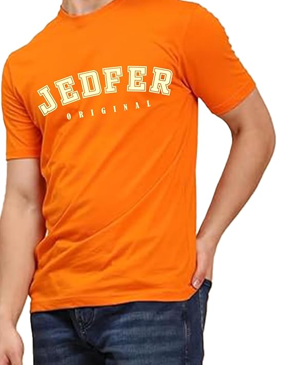 JEDFER Pure Cotton Half Sleeve, Original Printed Design, Round Neck T-Shirts for Men's