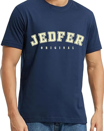 JEDFER Pure Cotton Half Sleeve, Original Printed Design, Round Neck T-Shirts for Men's