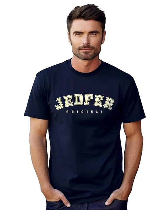JEDFER Pure Cotton Half Sleeve, Original Printed Design, Round Neck T-Shirts for Men's