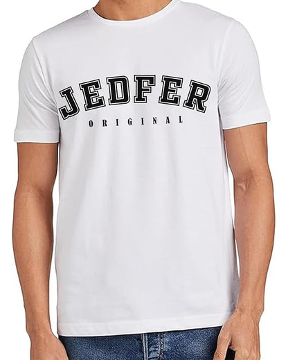 JEDFER Pure Cotton Half Sleeve, Original Printed Design, Round Neck T-Shirts for Men's