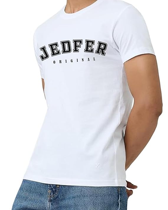 JEDFER Pure Cotton Half Sleeve, Original Printed Design, Round Neck T-Shirts for Men's