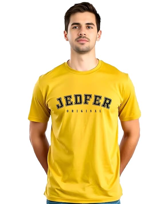 JEDFER Pure Cotton Half Sleeve, Original Printed Design, Round Neck T-Shirts for Men's