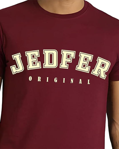 JEDFER Pure Cotton Half Sleeve, Original Printed Design, Round Neck T-Shirts for Men's