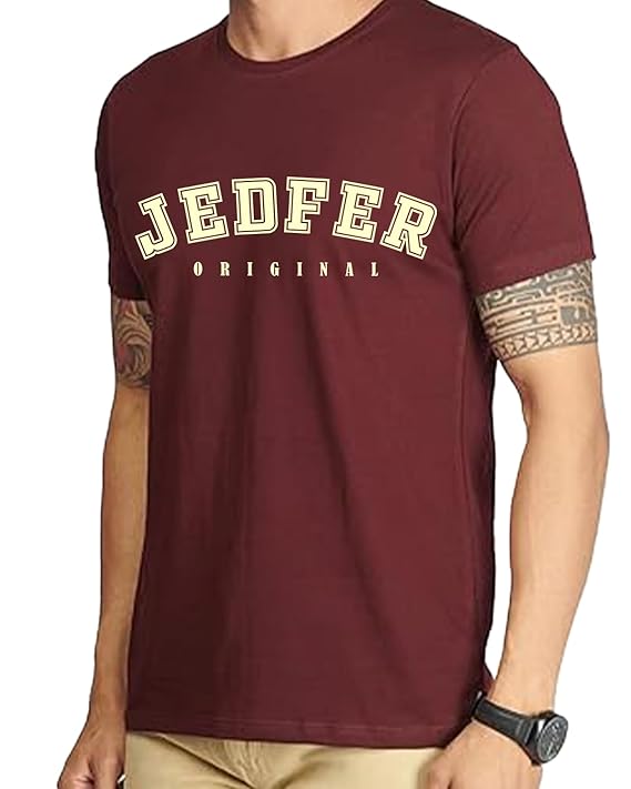 JEDFER Pure Cotton Half Sleeve, Original Printed Design, Round Neck T-Shirts for Men's