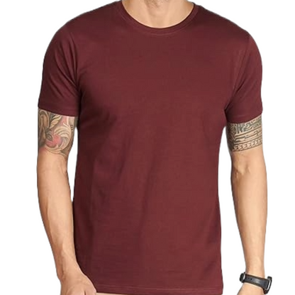 JEDFER Pure Cotton Half Sleeve, Solid, Round Neck T-Shirts for Men's