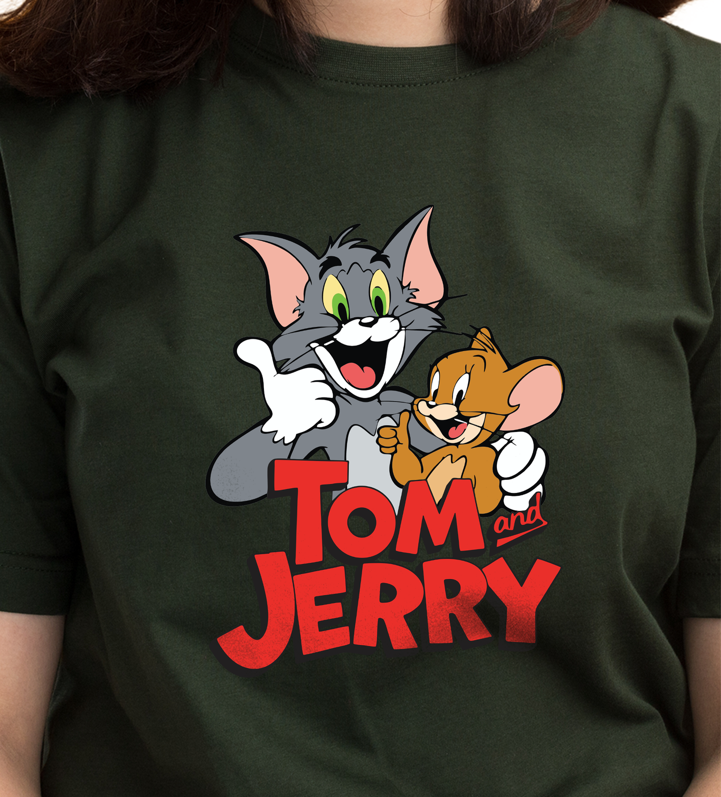 JEDFER Women's 100% Cotton, Half Sleeve, Round Neck, Regular Fit, Tom & Jerry Graphic Print T-Shirt