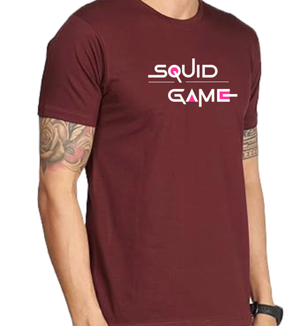 JEDFER Men's 100% Cotton, Half Sleeve, Regular Fit, Round Neck, Squid Game Graphic Printed T-Shirts