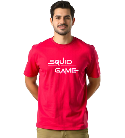 JEDFER Men's 100% Cotton, Half Sleeve, Regular Fit, Round Neck, Squid Game Graphic Printed T-Shirts