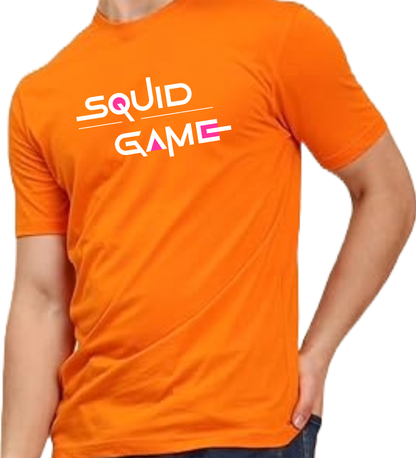 JEDFER Men's 100% Cotton, Half Sleeve, Regular Fit, Round Neck, Squid Game Graphic Printed T-Shirts