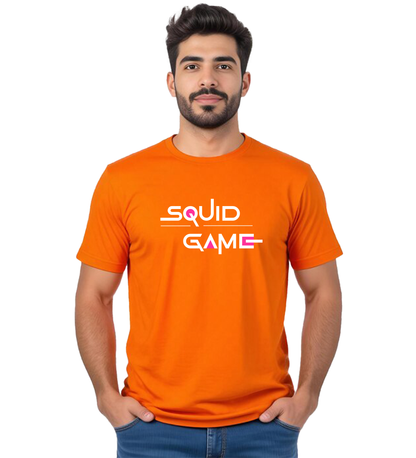 JEDFER Men's 100% Cotton, Half Sleeve, Regular Fit, Round Neck, Squid Game Graphic Printed T-Shirts