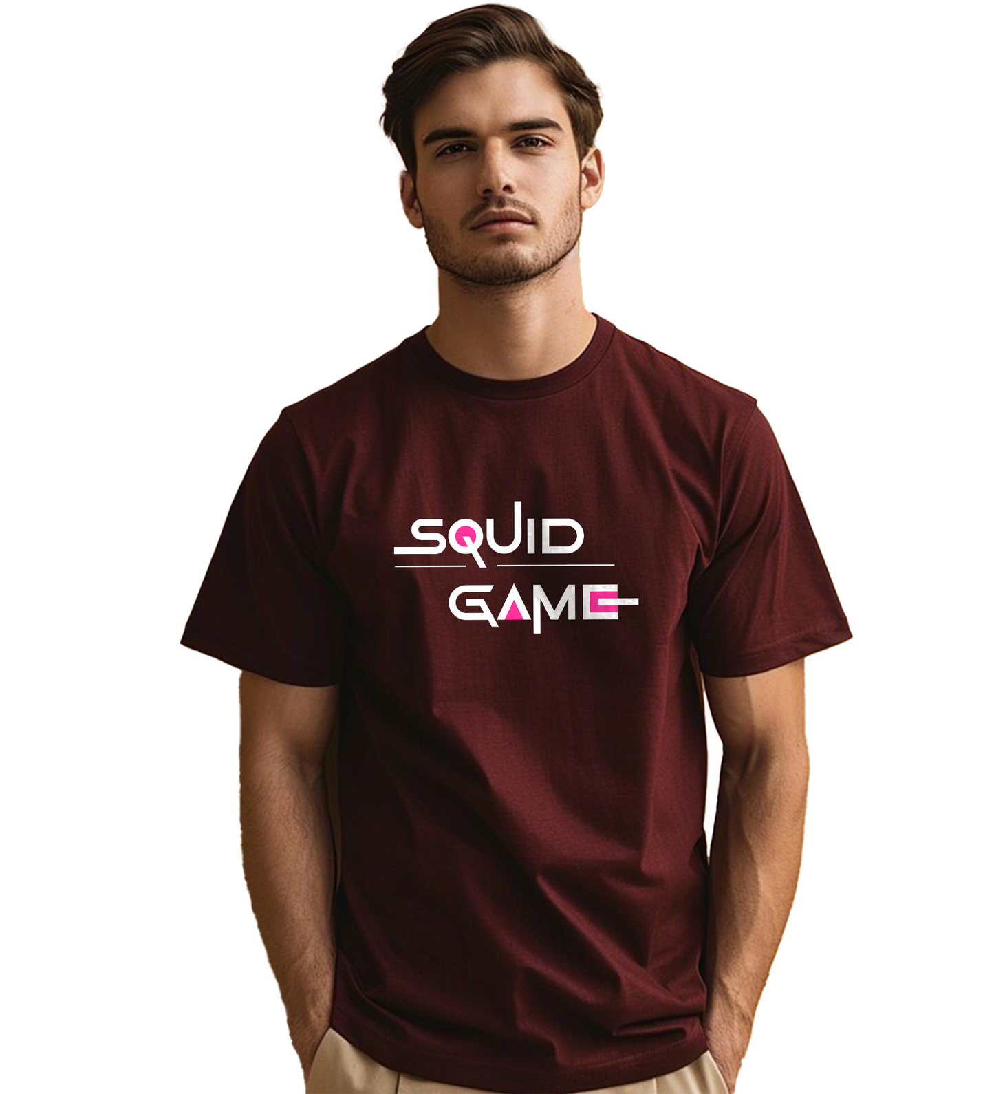 JEDFER Men's 100% Cotton, Half Sleeve, Regular Fit, Round Neck, Squid Game Graphic Printed T-Shirts