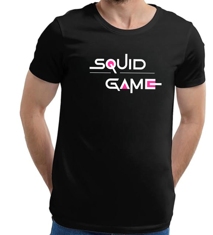 JEDFER Men's 100% Cotton, Half Sleeve, Regular Fit, Round Neck, Squid Game Graphic Printed T-Shirts