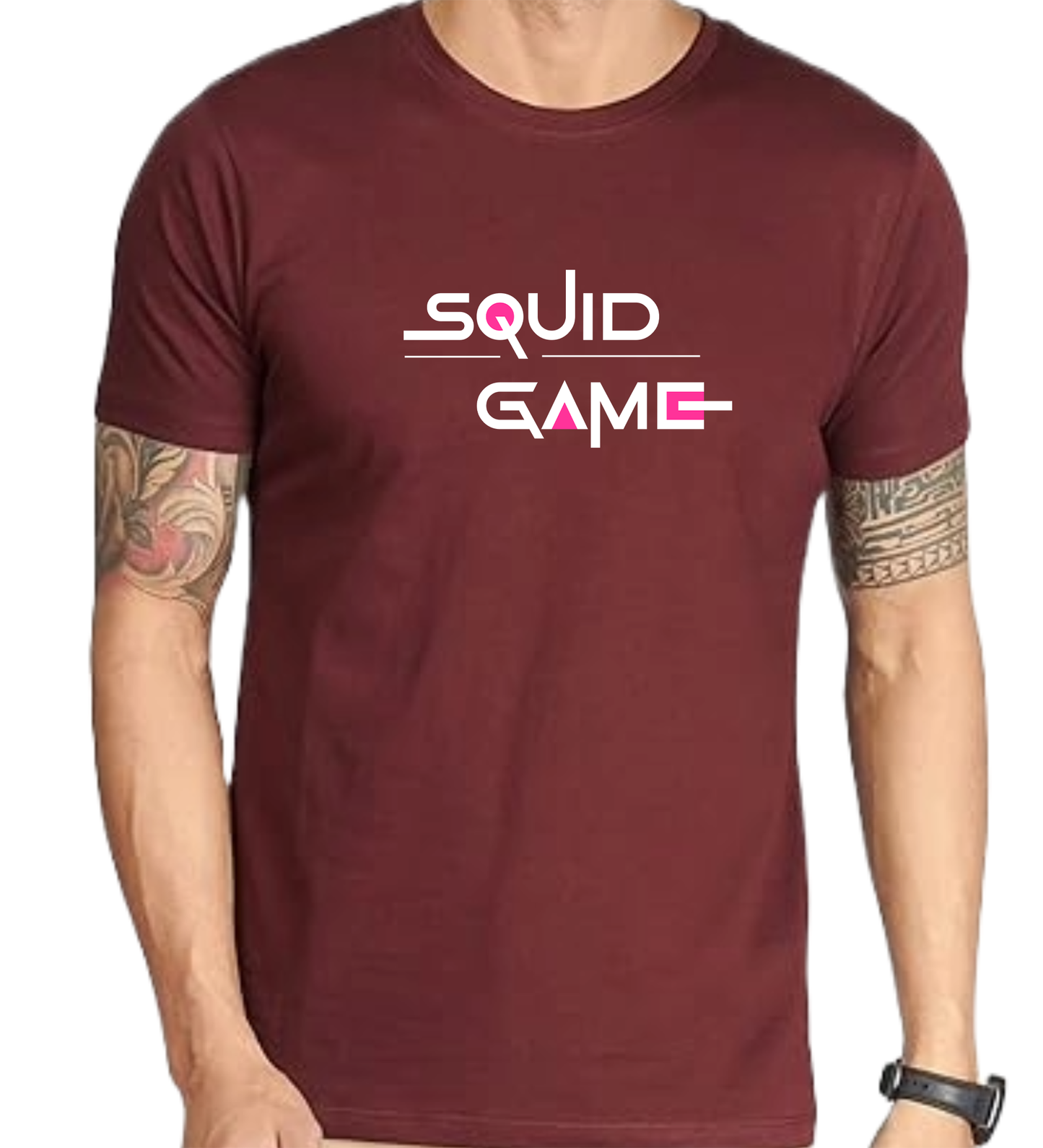 JEDFER Men's 100% Cotton, Half Sleeve, Regular Fit, Round Neck, Squid Game Graphic Printed T-Shirts