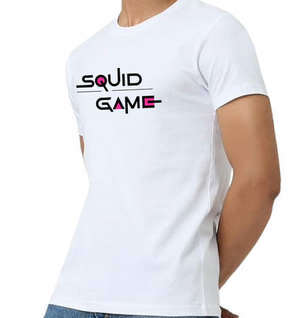 JEDFER Men's 100% Cotton, Half Sleeve, Regular Fit, Round Neck, Squid Game Graphic Printed T-Shirts