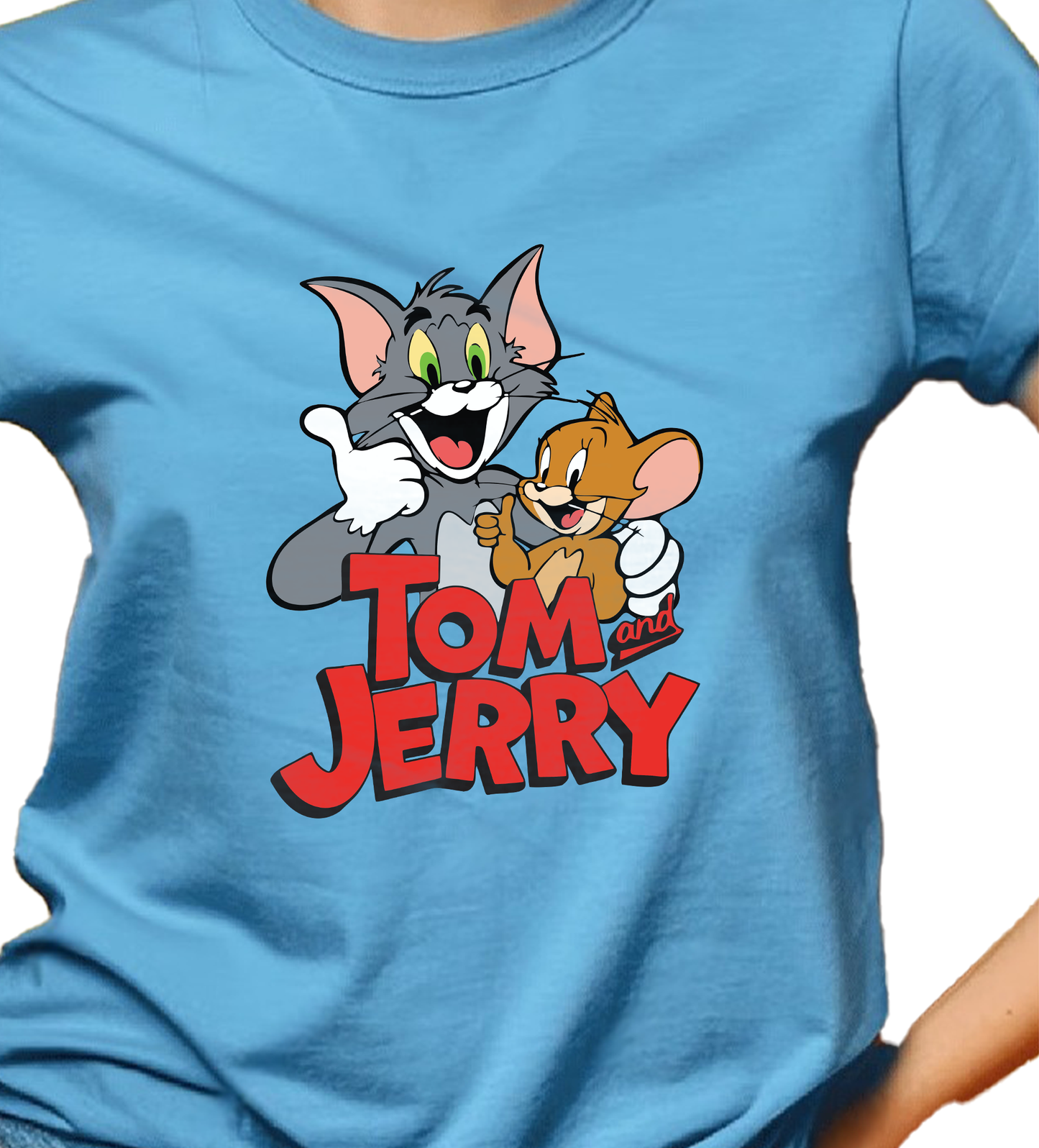 JEDFER Women's 100% Cotton, Half Sleeve, Round Neck, Regular Fit, Tom & Jerry Graphic Print T-Shirt